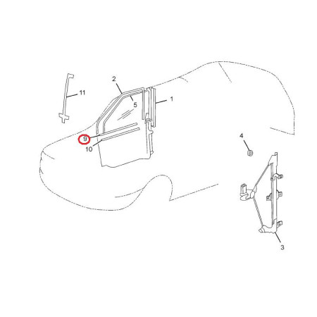 LIŠTA OKNA VONKAJŠIA PRAVÉ PREDNÉ DVERE