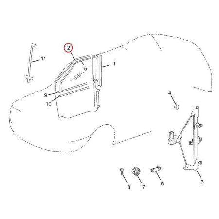 TESNENIE PRAV. BOČNÉ SKLO PREDNÉ
