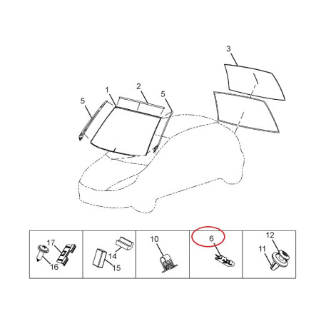 ČELNÉ SKLO SPONA .