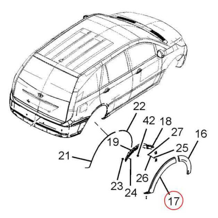 LIŠTA ZADNÉHO BLATNÍKA - PRAVÁ