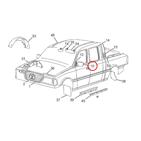 SPÄTNÉ ZRKADLO - ĽAVÉ VONK.NASTAV .283281100106