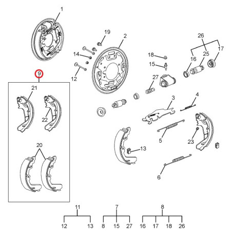 BRZDOVÉ OBLOŽENIE ZADNÉ SADA